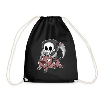 Grim Reaper Cow Motif - Drawstring Bag - black - Front