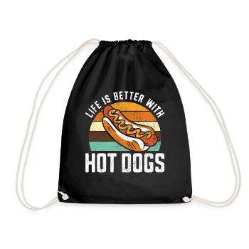 Hot Dog Adult Retro Life Is Better - Turnbeutel - Schwarz - Vorne