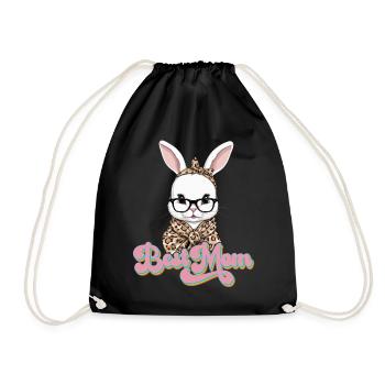 Mommy Bunny Cute Bunny Mom Cute Easter Bunny - Drawstring Bag - black - Front
