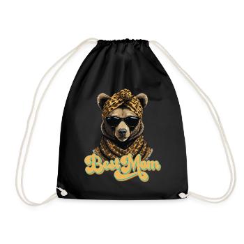 Funny Mom Bear Mother Bear Bear Lover - Drawstring Bag - black - Front
