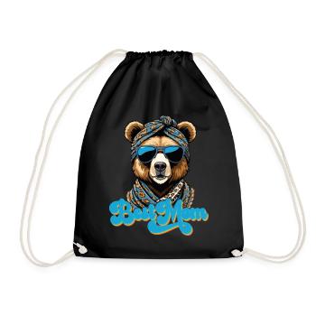 Best Mom Funny Mama Bear Mother Bear Design - Drawstring Bag - black - Front