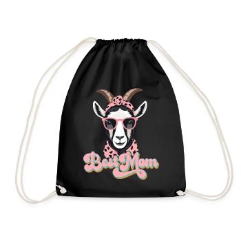 Best Mom Funny Mom Goat Perfect For Mother's Day - Drawstring Bag - black - Front