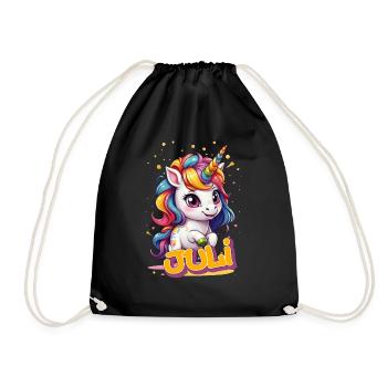 JULY - Beautiful girl name with cute unicorn - Drawstring Bag - black - Front