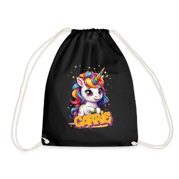 CARRIE - Beautiful girl name with cute unicorn - Drawstring Bag - black - Front