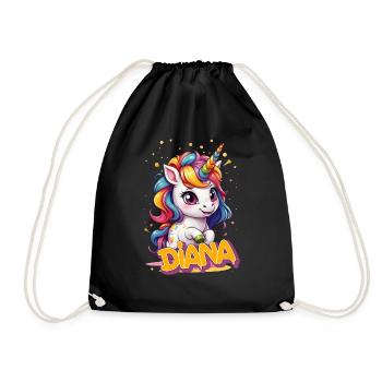 DIANA - Beautiful girl name with cute unicorn - Drawstring Bag - black - Front