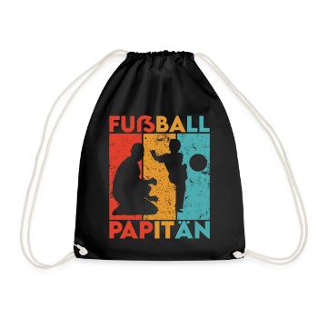 Papa Fußball Trikot Vatertag Papitän Spruch Lustig - Turnbeutel - Schwarz - Vorne