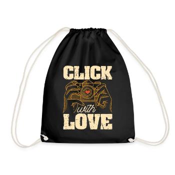 Photographer Click With Love Photo Shoot Cameraman - Turnbeutel - Schwarz - Vorne