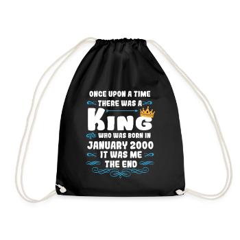 Once upon a time there was a king. January 2000 Birthday - Drawstring Bag - black - Front