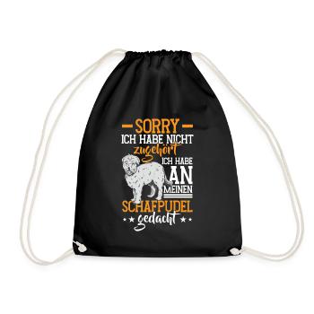 Thought of Sheep Poodle Old German Herding Dog - Drawstring Bag - black - Front