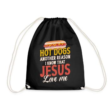 Hot Dog Adult Jesus Faith - Drawstring Bag - black - Front