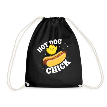 Hot Dog Adult Chicken Girl Hot Dog - Drawstring Bag - black - Front