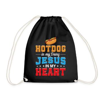 Hot Dog Adult Jesus Faith - Drawstring Bag - black - Front