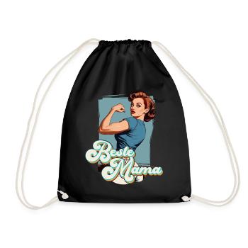 Best Mom Proud Mom Funny Mom Design - Drawstring Bag - black - Front