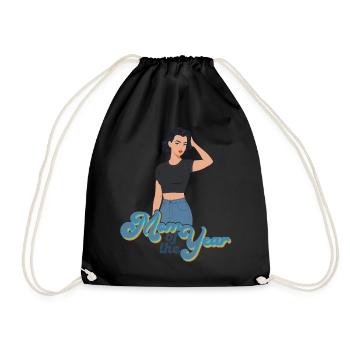 Mutter des Jahres Lustige Mutti Stolze Mama Design - Turnbeutel - Schwarz - Vorne