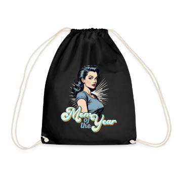 Mutter des Jahres Lustige Mutti Stolze Mama Design - Turnbeutel - Schwarz - Vorne