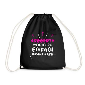 Joggerin Spruch Laufen Joggen Joggerin Geschenk - Turnbeutel - Schwarz - Vorne