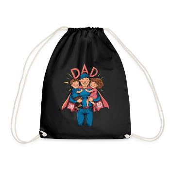 Un papa super-héros avec des enfants fiers - Sac de sport léger - noir - Devant