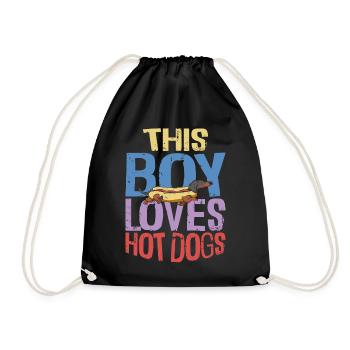 Hot Dog Adult Boy This Boy Loves - Drawstring Bag - black - Front