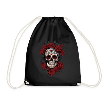Dia De Muertos Zuckerschädel Mexikanischer - Turnbeutel - Schwarz - Vorne