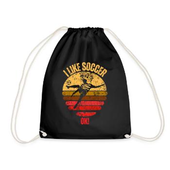 Retro Soccer Graphic T-Shirt - Drawstring Bag - black - Front