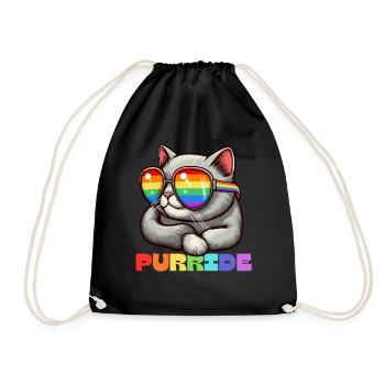 Cat Purride Gay Parade Pride Month LGBTQ Rainbow - Turnbeutel - Schwarz - Vorne