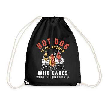 Hot Dog Adult Hot Dog Is The - Drawstring Bag - black - Front