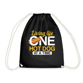 Hot Dog Adult Living Life One Hot - Drawstring Bag - black - Front