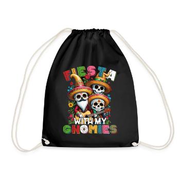 Gnomes Dwarves Fiesta Funny Saying - Drawstring Bag - black - Front