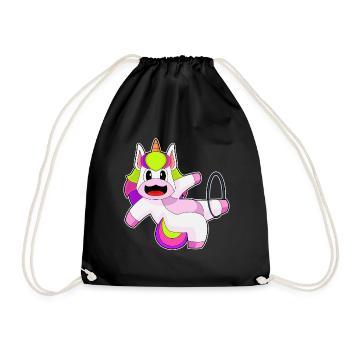 Einhorn Fitnessreifen Workout Gymnastik - Turnbeutel - Schwarz - Vorne