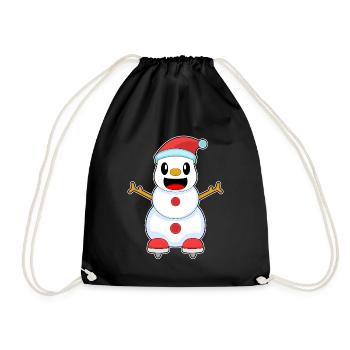 Schneemann Weihnachten Eislaufen - Drawstring Bag - black - Front