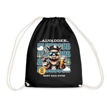 Alvadder Alpaka Papa Vater Vatertag - Turnbeutel - Schwarz - Vorne