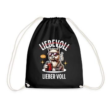 Liebevoll Lieber Voll Alpaka Bier Saufen - Turnbeutel - Schwarz - Vorne