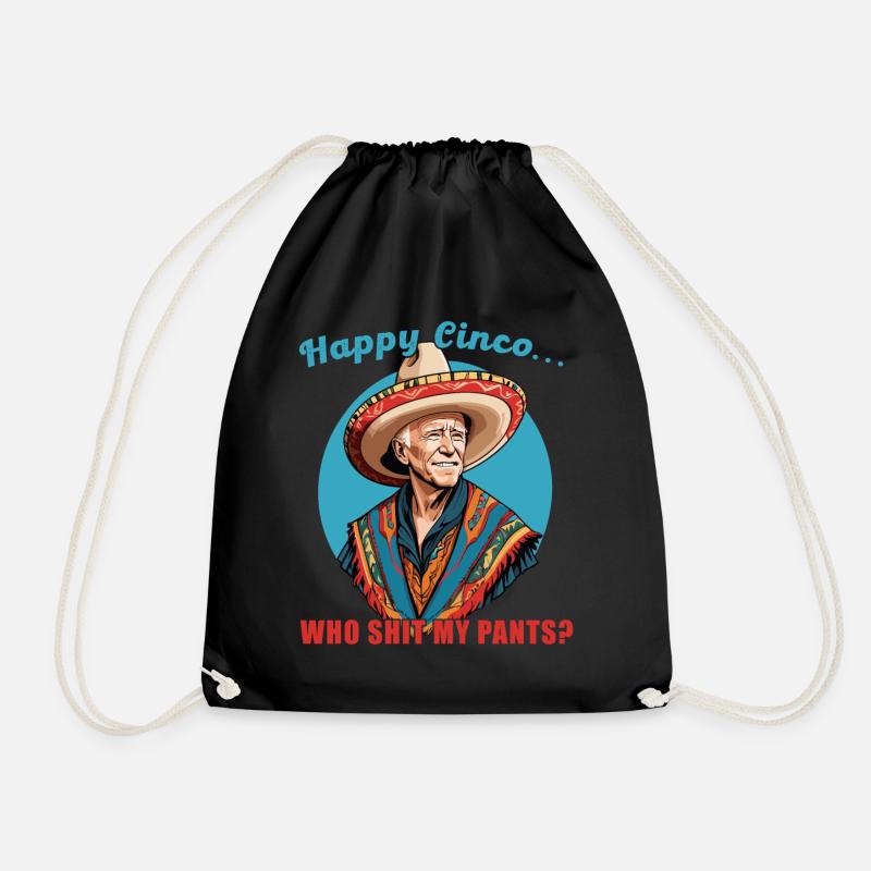 Funny confused president Mexican holiday - Drawstring Bag - black