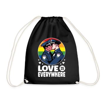 Love Is Everywhere Gay Cops - Drawstring Bag - black - Front