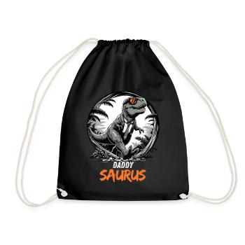 Father Daddy Saurus Father's Day Birthday T-Rex Cool - Drawstring Bag - black - Front