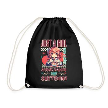 Anime Ramen Sketching - Drawstring Bag - black - Front