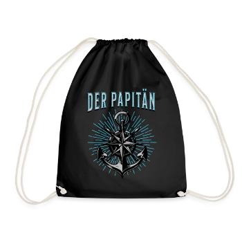 Papitän Papa Kapitän Vatertag Captain Anker Segler - Turnbeutel - Schwarz - Vorne