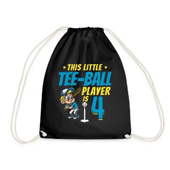 Tee-ball player Party 4th Birthday Tee-ball player - Drawstring Bag - black - Front