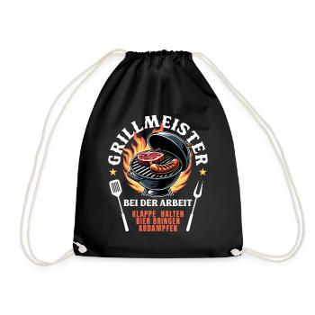 Grillmeister Grill Grillen BBQ Barbecue Spruch - Turnbeutel - Schwarz - Vorne