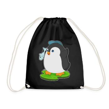 Pinguin Fisch - Turnbeutel - Schwarz - Vorne