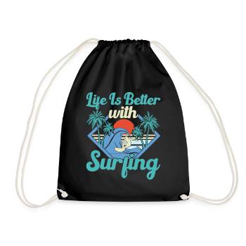 Surfeur Palmiers Été Soleil Plage Surf - Sac de sport léger - noir - Devant