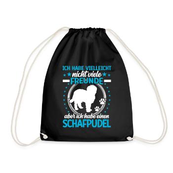 Sheep Poodle is my friend herding poodle - Drawstring Bag - black - Front