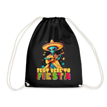 Here for Fiesta funny saying mexican - Drawstring Bag - black - Front