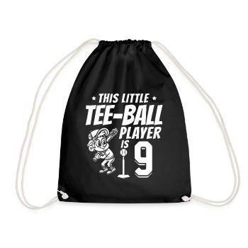 Tee-ball player 9th Birthday 9 Years Old Tee-ball - Drawstring Bag - black - Front