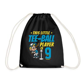 Tee-ball player Party 9th Birthday Tee-ball player - Drawstring Bag - black - Front