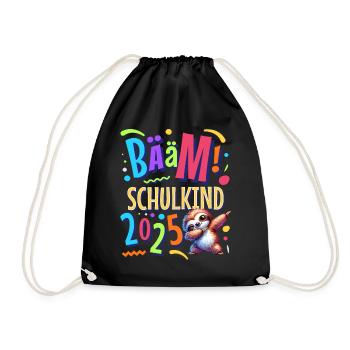 Bääm Schulkind 2025 Dabbing Faultier - Turnbeutel - Schwarz - Vorne