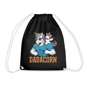 Strong dadacorn with muscles and unicorn - Drawstring Bag - black - Front