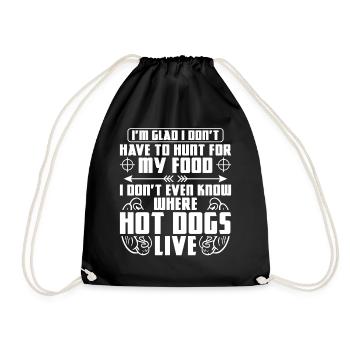 Hot Dog Adult I'm Glad I Don't - Drawstring Bag - black - Front