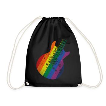 Pride Flag Gitarre - Turnbeutel - Schwarz - Vorne