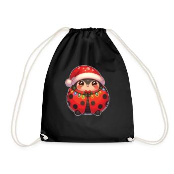 Christmas Fairy Lights Ladybug - Drawstring Bag - black - Front